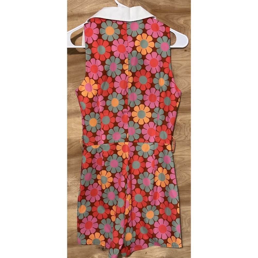 NWT Dolls Kill Sugar Thrillz Sm Floral 60s  Flower Power Romper Shorts Festival - Picture 2 of 9